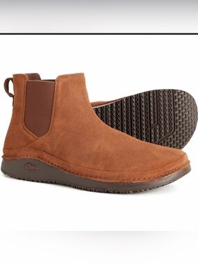 Chaco Paonia Suede Chelsea Boots In Caramel Brown-Sz 8